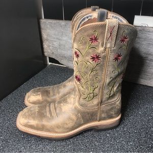 Twisted X WLCS002 Floral Stitched Cowgirl Square Steel Toe Work Boots Womens 10B
